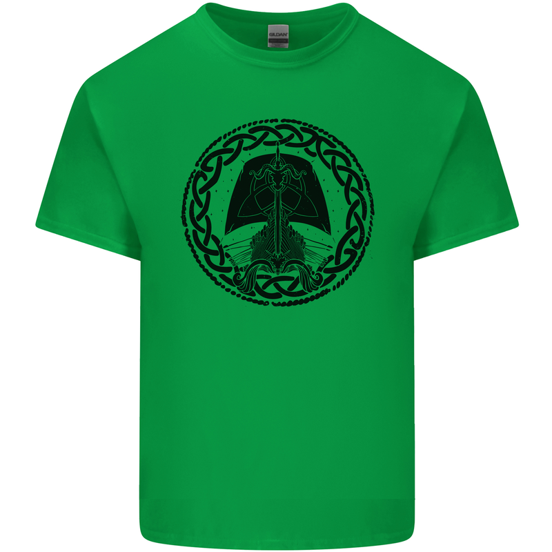 A Viking Ship Mens Cotton T-Shirt Tee Top Irish Green