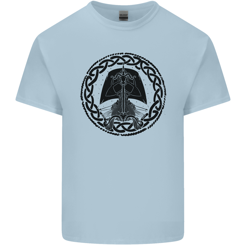 A Viking Ship Mens Cotton T-Shirt Tee Top Light Blue