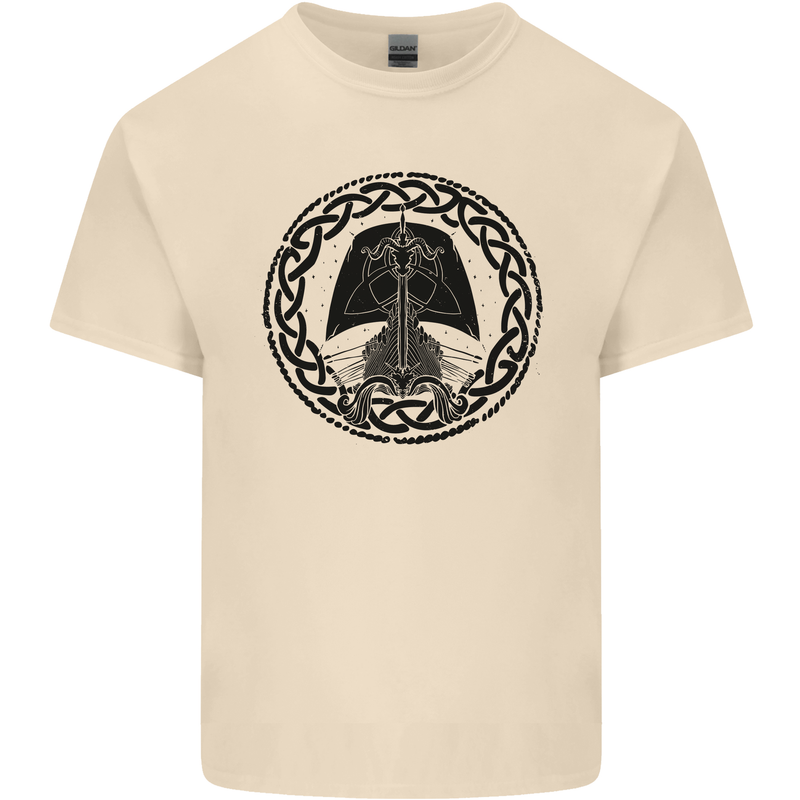 A Viking Ship Mens Cotton T-Shirt Tee Top Natural