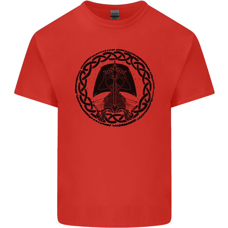A Viking Ship Mens Cotton T-Shirt Tee Top Red