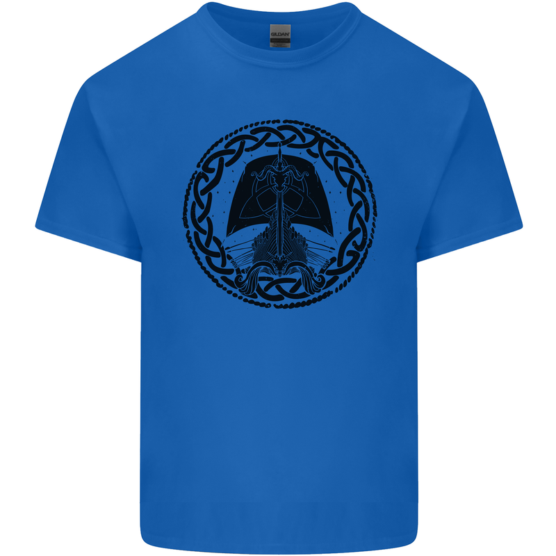 A Viking Ship Mens Cotton T-Shirt Tee Top Royal Blue