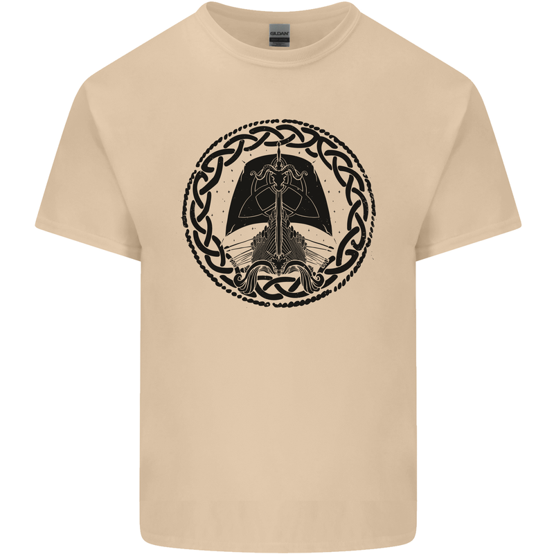 A Viking Ship Mens Cotton T-Shirt Tee Top Sand