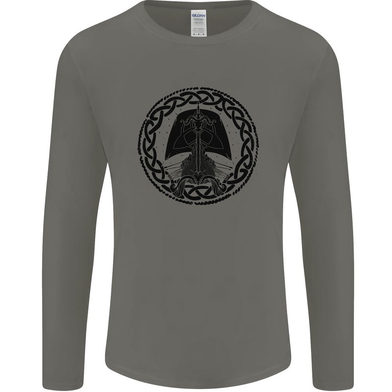 A Viking Ship Mens Long Sleeve T-Shirt Charcoal