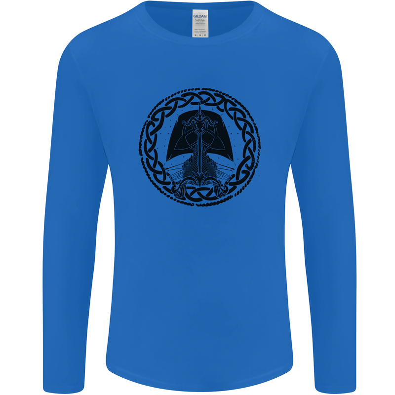 A Viking Ship Mens Long Sleeve T-Shirt Royal Blue