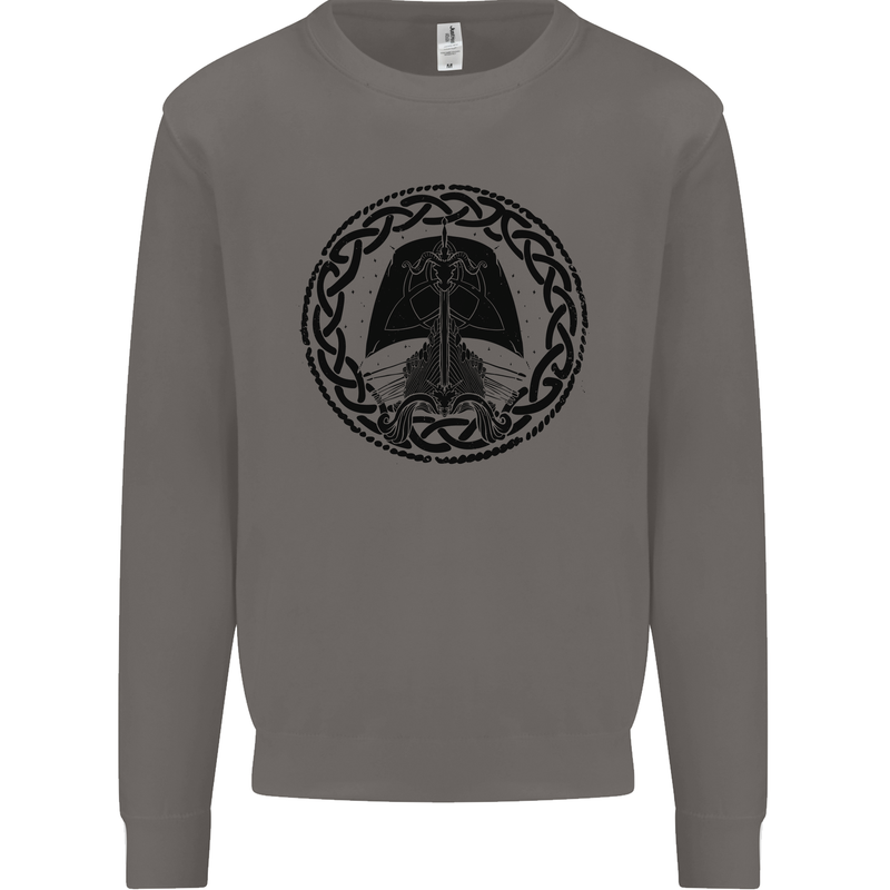 A Viking Ship Mens Sweatshirt Jumper Charcoal