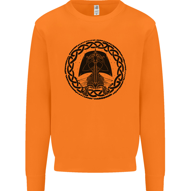 A Viking Ship Mens Sweatshirt Jumper Orange