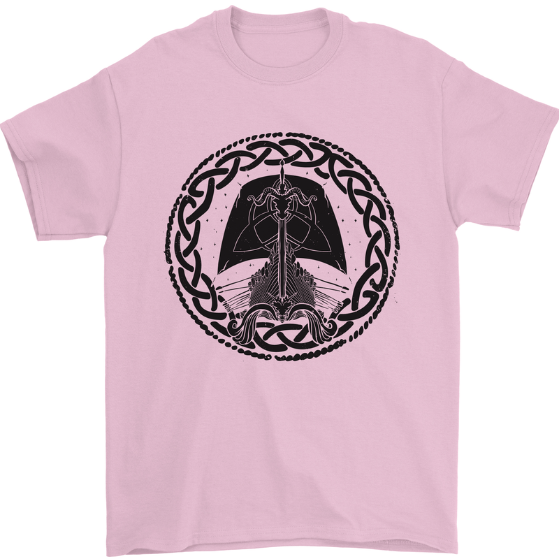A Viking Ship Mens T-Shirt 100% Cotton Light Pink
