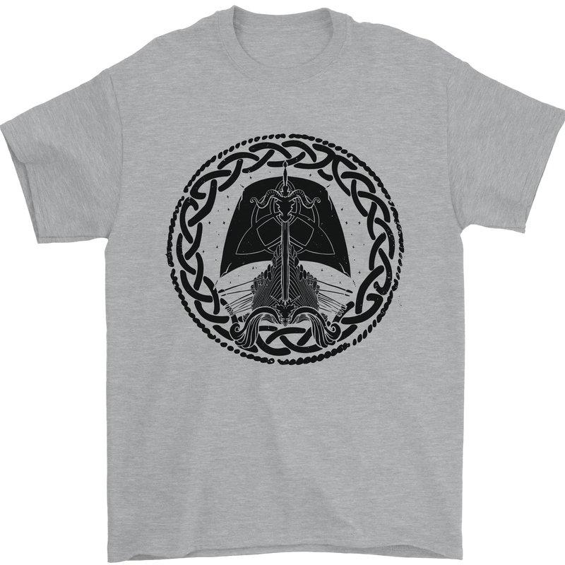 A Viking Ship Mens T-Shirt 100% Cotton Sports Grey