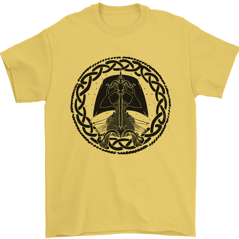 A Viking Ship Mens T-Shirt 100% Cotton Yellow