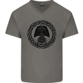 A Viking Ship Mens V-Neck Cotton T-Shirt Charcoal