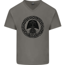 A Viking Ship Mens V-Neck Cotton T-Shirt Charcoal