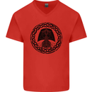 A Viking Ship Mens V-Neck Cotton T-Shirt Red