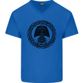 A Viking Ship Mens V-Neck Cotton T-Shirt Royal Blue
