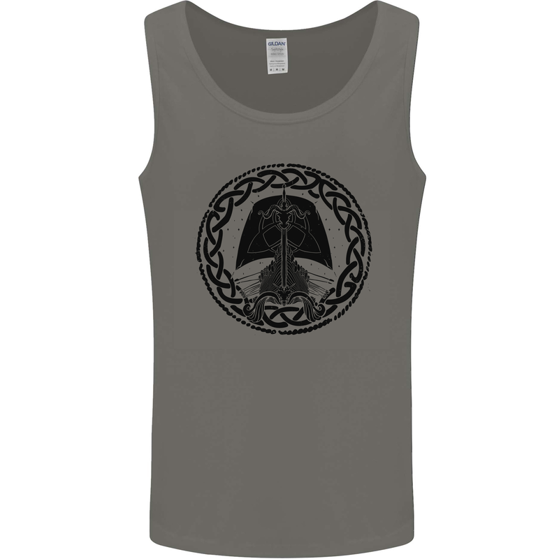 A Viking Ship Mens Vest Tank Top Charcoal