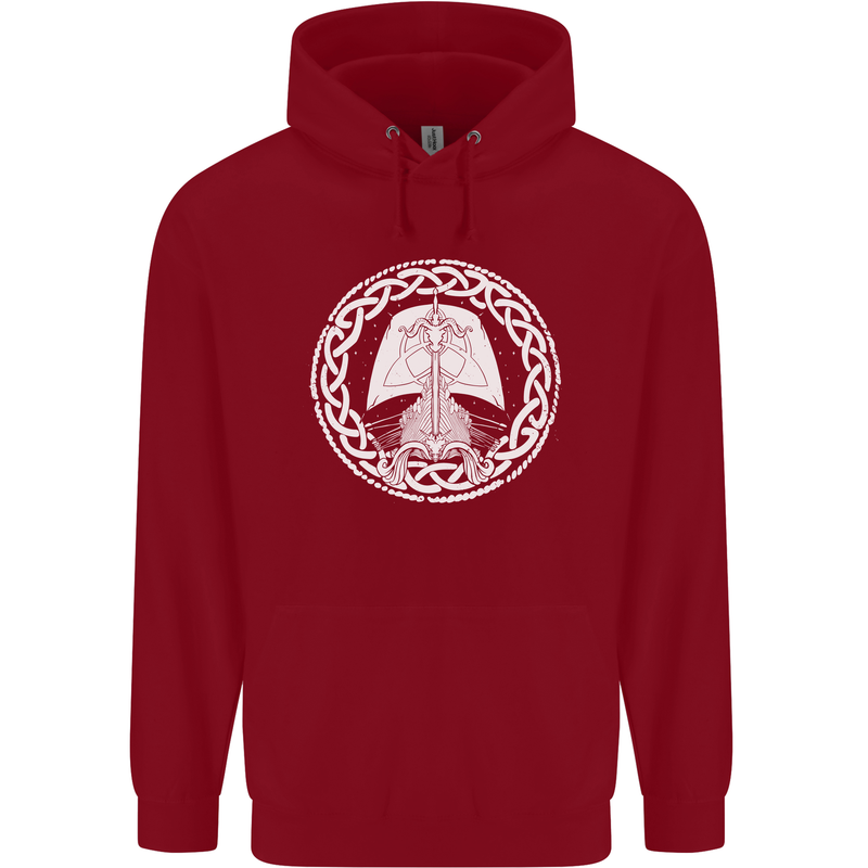 A Viking Ship Thor Odin Valhalla Childrens Kids Hoodie Red