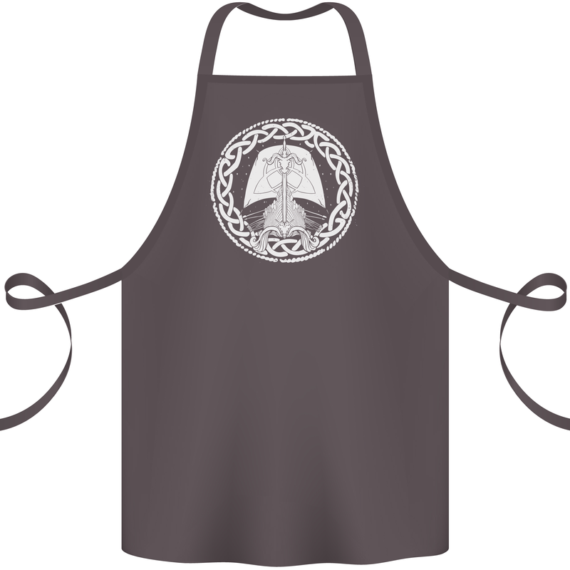 A Viking Ship Thor Odin Valhalla Cotton Apron 100% Organic Dark Grey