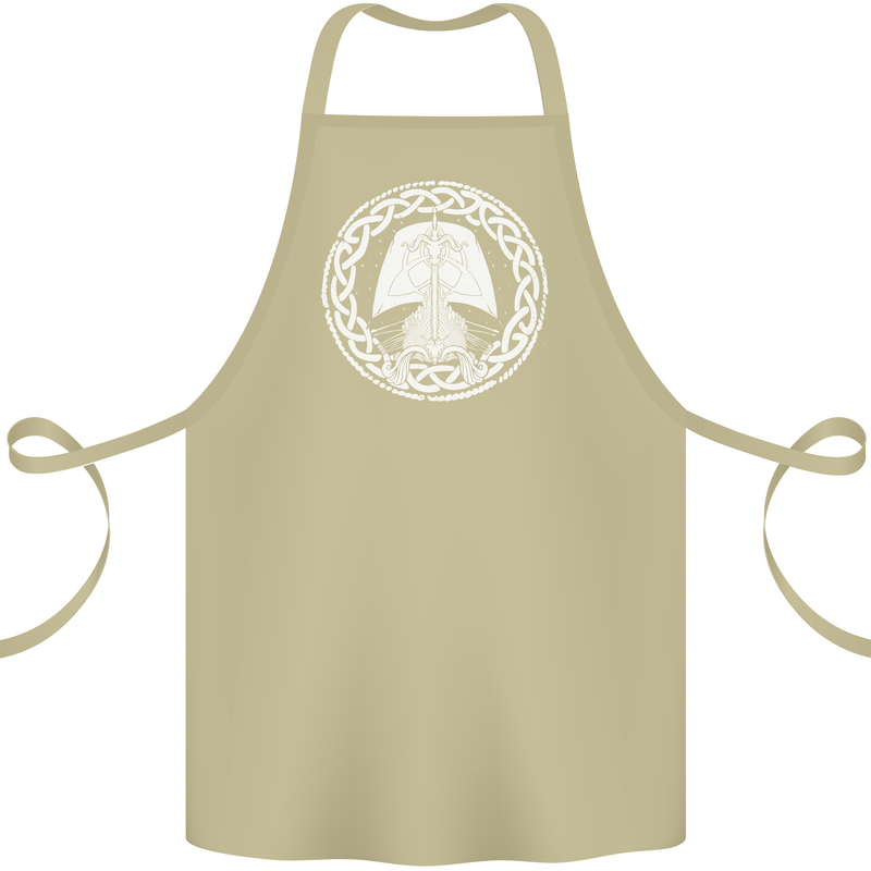A Viking Ship Thor Odin Valhalla Cotton Apron 100% Organic Khaki