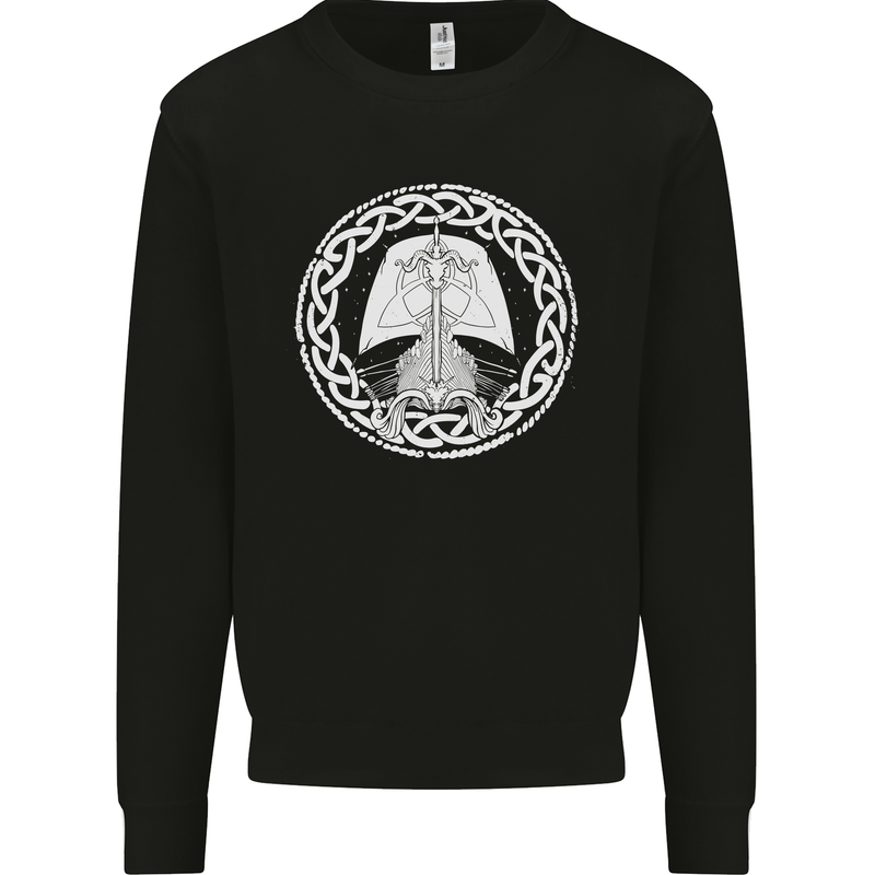 A Viking Ship Thor Odin Valhalla Kids Sweatshirt Jumper Black