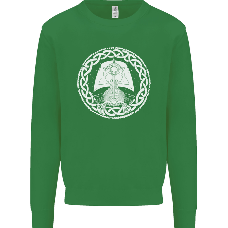 A Viking Ship Thor Odin Valhalla Kids Sweatshirt Jumper Irish Green