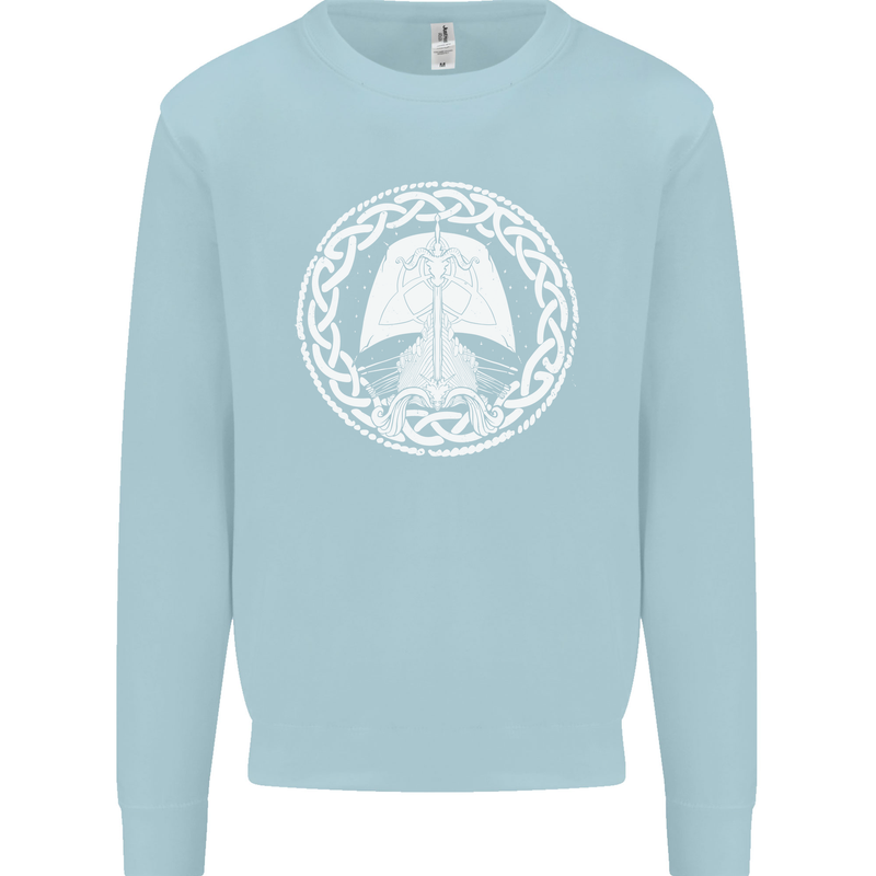 A Viking Ship Thor Odin Valhalla Kids Sweatshirt Jumper Light Blue