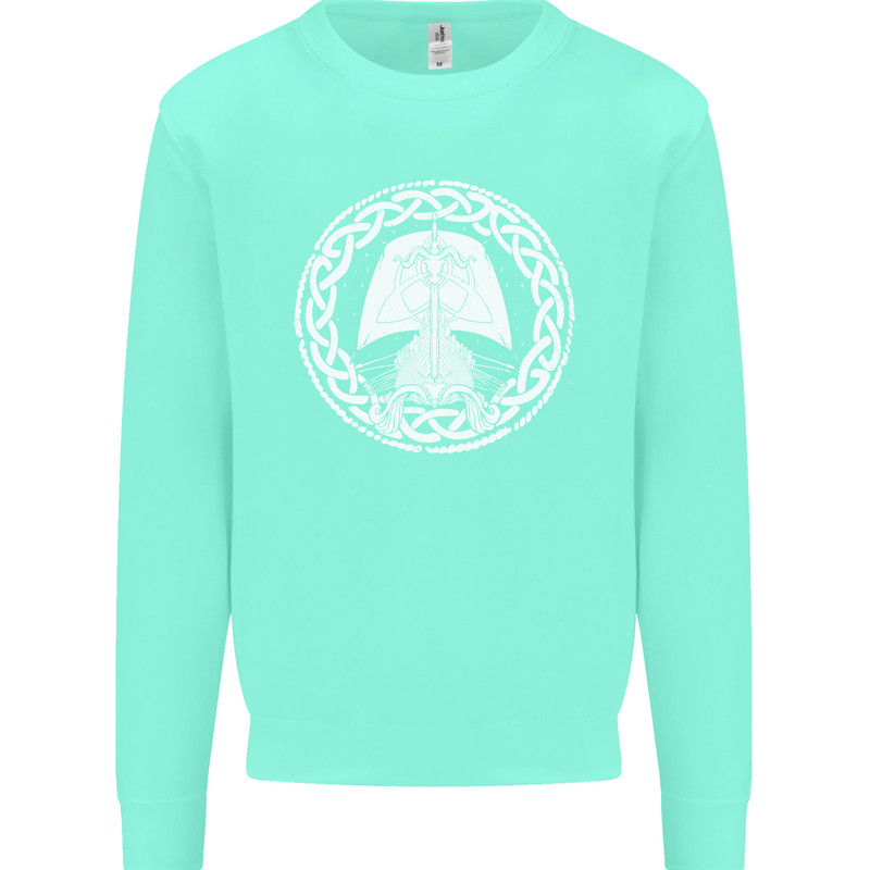 A Viking Ship Thor Odin Valhalla Kids Sweatshirt Jumper Peppermint