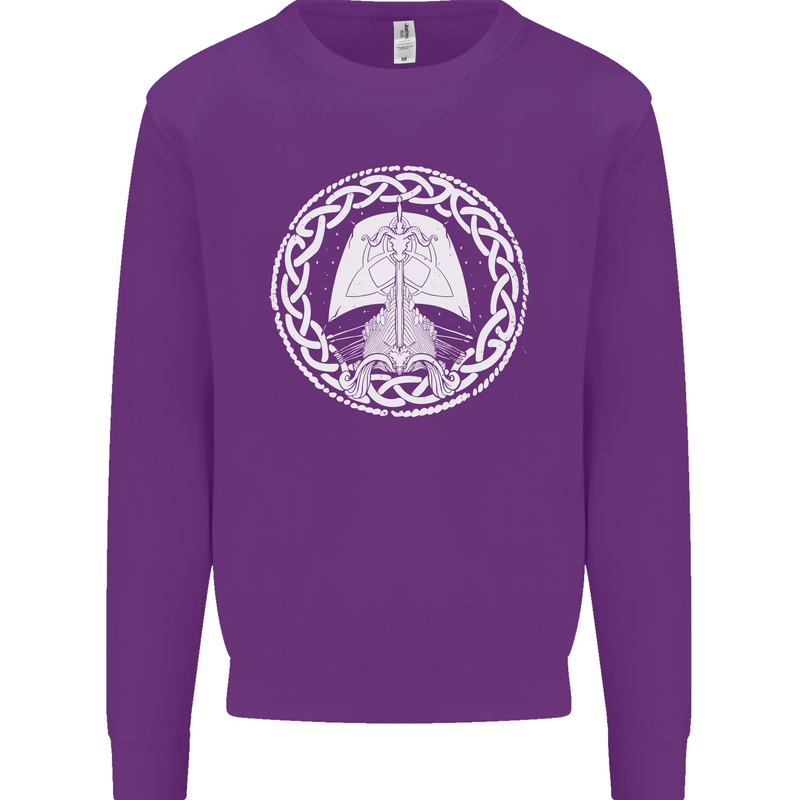 A Viking Ship Thor Odin Valhalla Kids Sweatshirt Jumper Purple