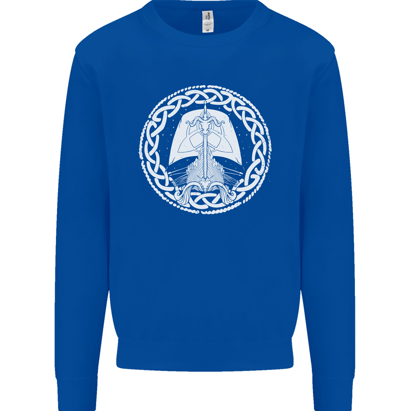 A Viking Ship Thor Odin Valhalla Kids Sweatshirt Jumper Royal Blue
