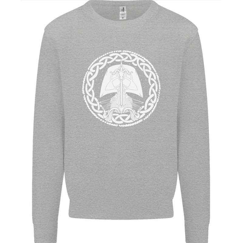 A Viking Ship Thor Odin Valhalla Kids Sweatshirt Jumper Sports Grey