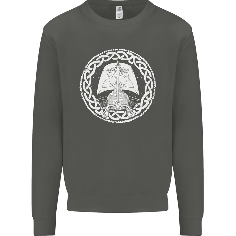 A Viking Ship Thor Odin Valhalla Kids Sweatshirt Jumper Storm Grey