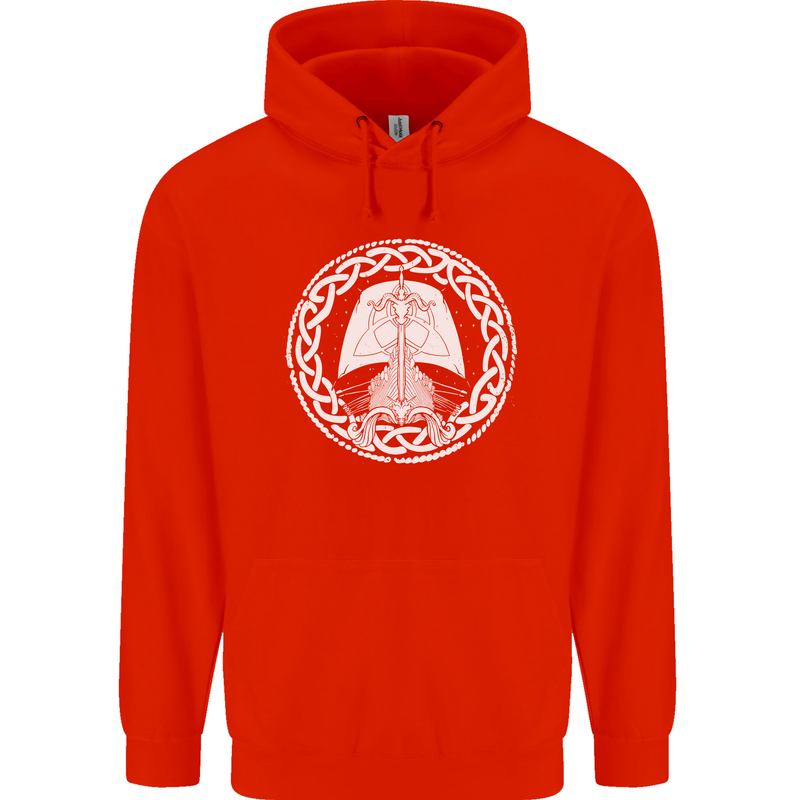 A Viking Ship Thor Odin Valhalla Mens 80% Cotton Hoodie Bright Red
