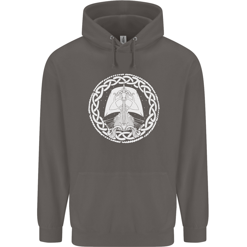 A Viking Ship Thor Odin Valhalla Mens 80% Cotton Hoodie Charcoal