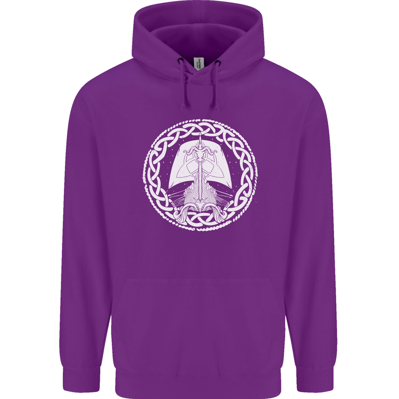 A Viking Ship Thor Odin Valhalla Mens 80% Cotton Hoodie Purple