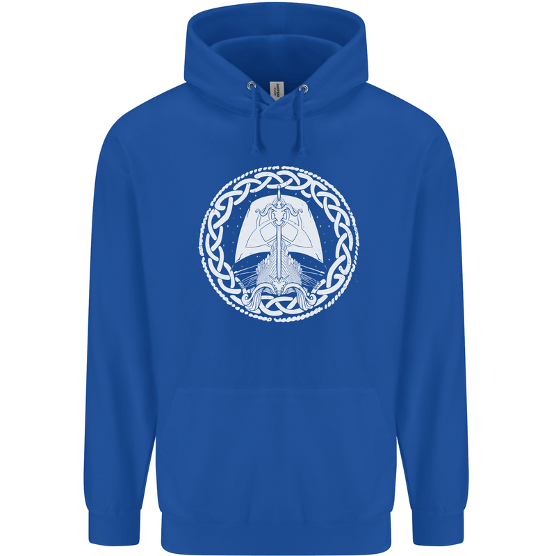 A Viking Ship Thor Odin Valhalla Mens 80% Cotton Hoodie Royal Blue