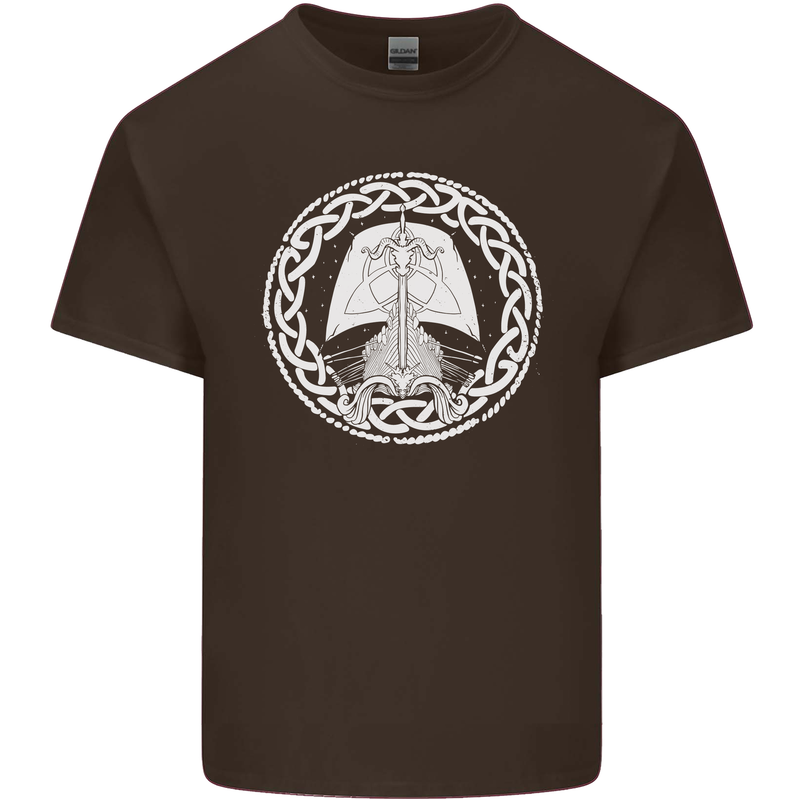 A Viking Ship Thor Odin Valhalla Mens Cotton T-Shirt Tee Top Dark Chocolate