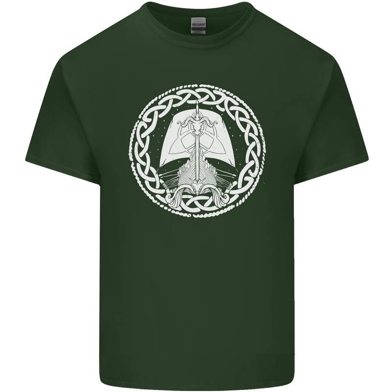 A Viking Ship Thor Odin Valhalla Mens Cotton T-Shirt Tee Top Forest Green