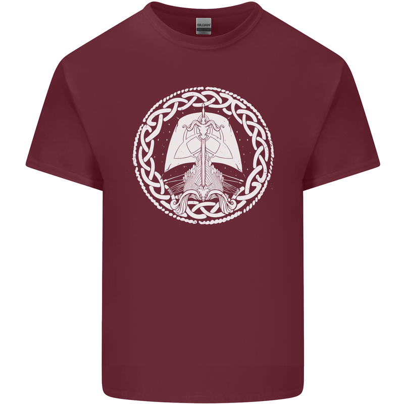 A Viking Ship Thor Odin Valhalla Mens Cotton T-Shirt Tee Top Maroon