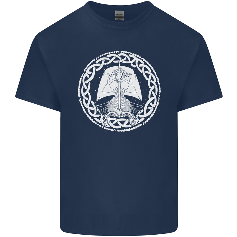 A Viking Ship Thor Odin Valhalla Mens Cotton T-Shirt Tee Top Navy Blue