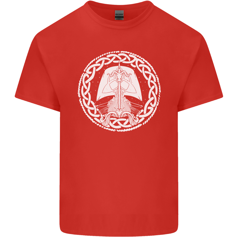 A Viking Ship Thor Odin Valhalla Mens Cotton T-Shirt Tee Top Red