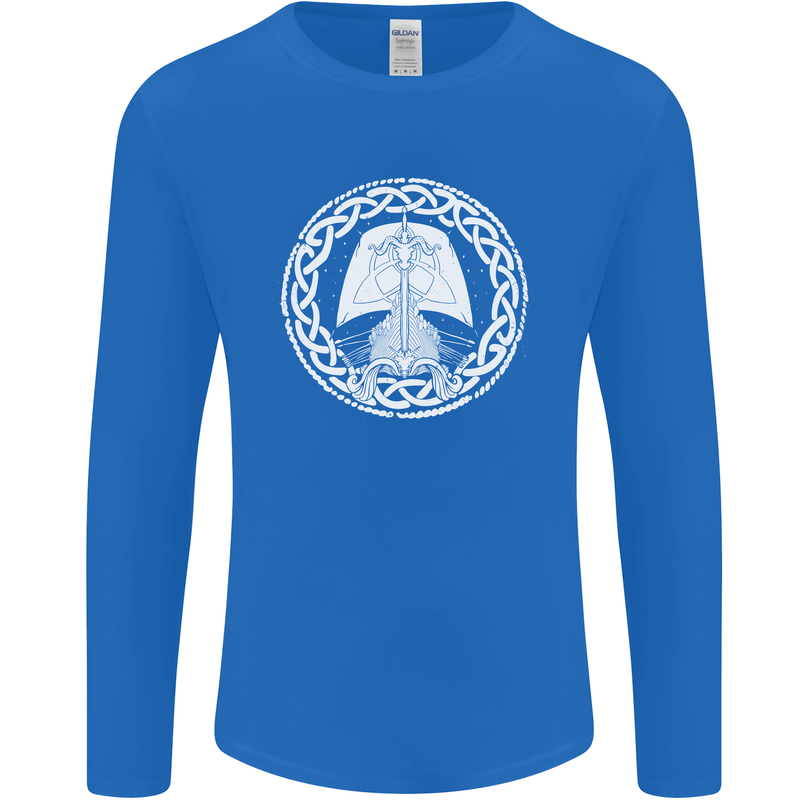 A Viking Ship Thor Odin Valhalla Mens Long Sleeve T-Shirt Royal Blue