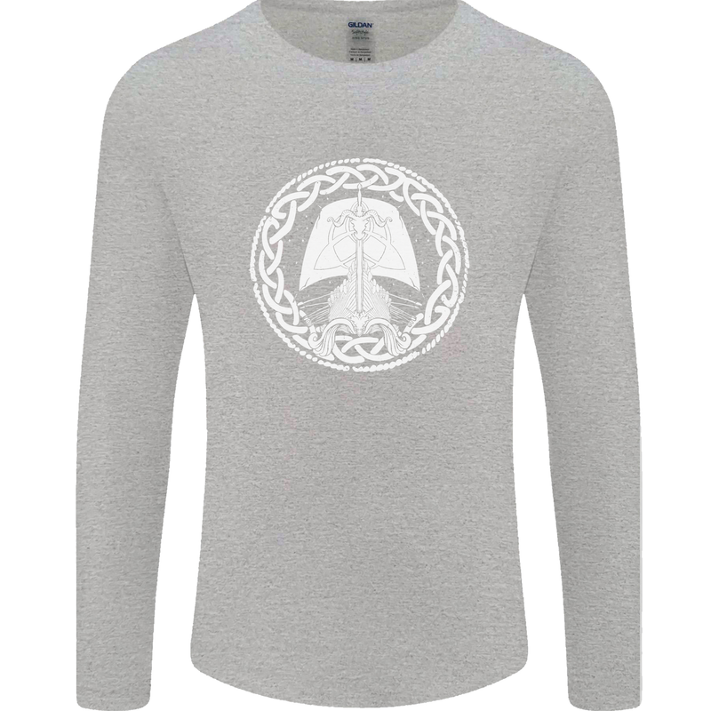 A Viking Ship Thor Odin Valhalla Mens Long Sleeve T-Shirt Sports Grey