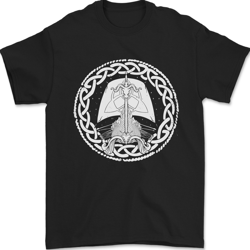 A Viking Ship Thor Odin Valhalla Mens T-Shirt 100% Cotton Black