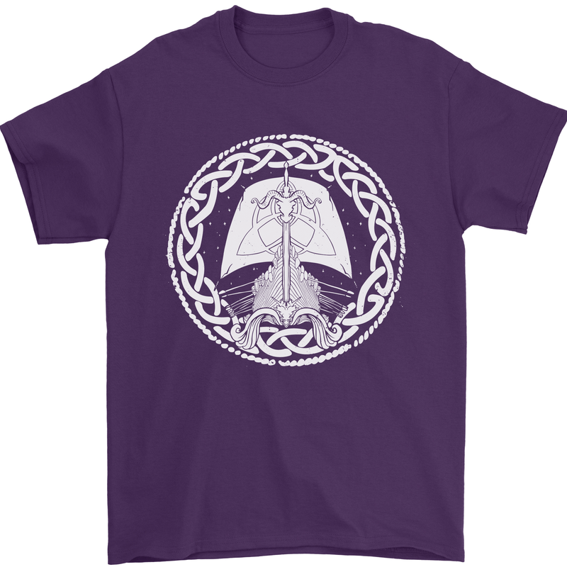 A Viking Ship Thor Odin Valhalla Mens T-Shirt 100% Cotton Purple