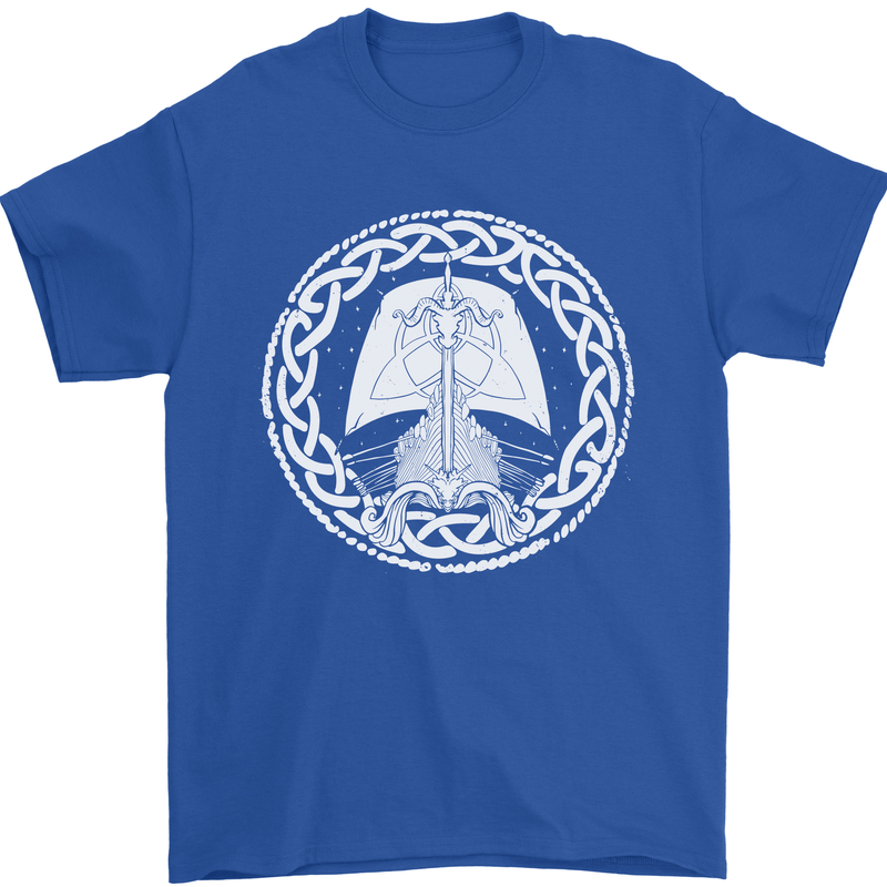A Viking Ship Thor Odin Valhalla Mens T-Shirt 100% Cotton Royal Blue