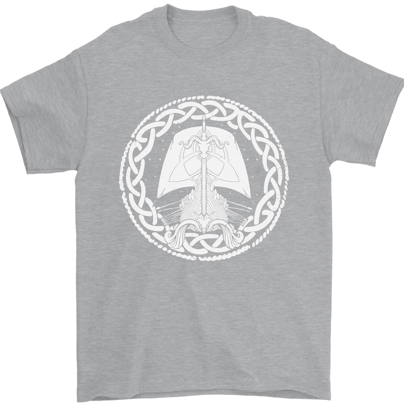 A Viking Ship Thor Odin Valhalla Mens T-Shirt 100% Cotton Sports Grey