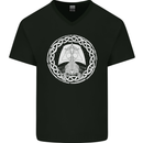A Viking Ship Thor Odin Valhalla Mens V-Neck Cotton T-Shirt Black