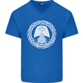 A Viking Ship Thor Odin Valhalla Mens V-Neck Cotton T-Shirt Royal Blue
