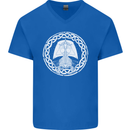 A Viking Ship Thor Odin Valhalla Mens V-Neck Cotton T-Shirt Royal Blue
