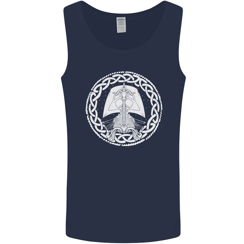 A Viking Ship Thor Odin Valhalla Mens Vest Tank Top Navy Blue