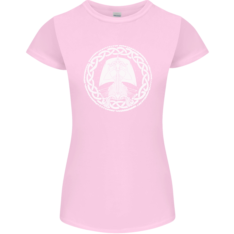 A Viking Ship Thor Odin Valhalla Womens Petite Cut T-Shirt Light Pink
