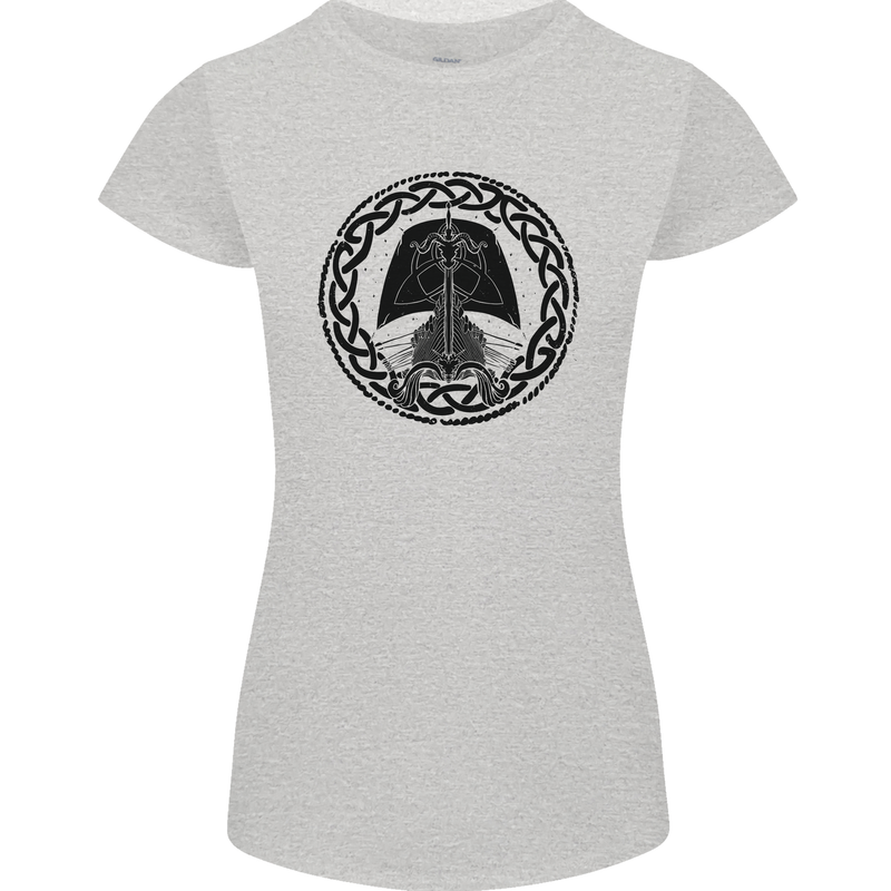 A Viking Ship Womens Petite Cut T-Shirt Sports Grey
